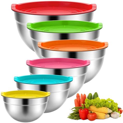 Tinana Stainless Steel Mixing Bowls With Airtight Lids 6 Nesting Bowls