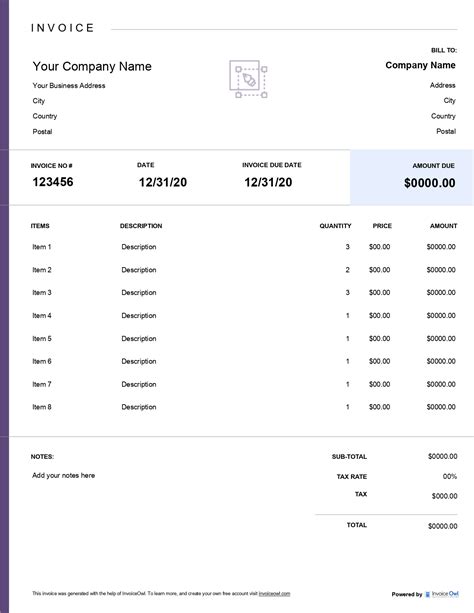 Free Downloadable Graphic Design Invoice Template | InvoiceOwl