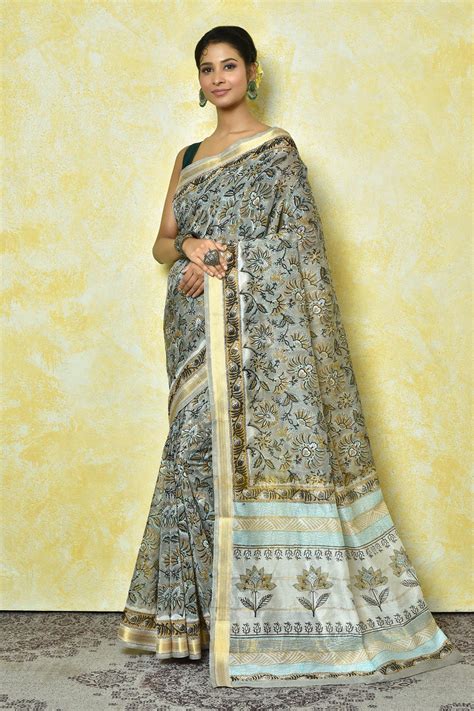 Buy Nazaakat By Samara Singh Multi Color Pure Maheshwari Silk Blooming