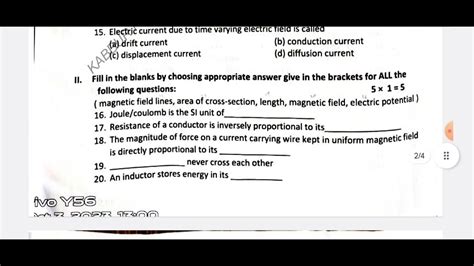 Puc Ii Year Physics U District Mid Term Qp Nd Puc Mid Term Qp