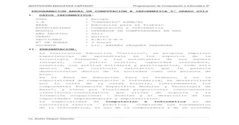 Programacion Anual De ComputaciÓn E …rmatica Cartavio Webnode