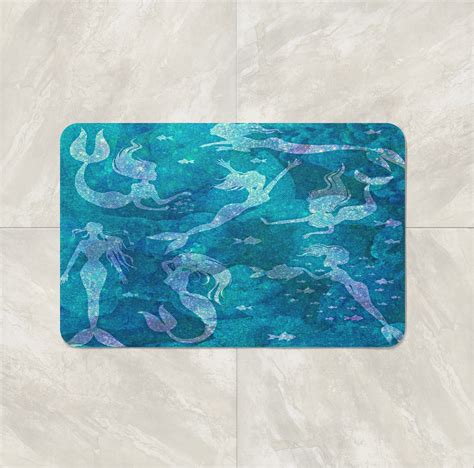 Mermaid Shower Curtain Optional Bath Mat Bathroom Under Water Etsy