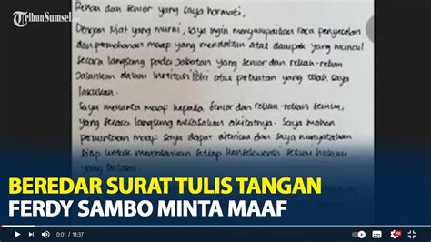 Surat Tulis Tangan Ferdy Sambo Beredar Minta Maaf Dan Janji Akan