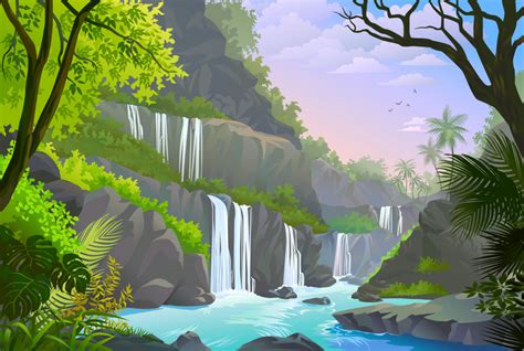 Landscape with a Waterfall jigsaw puzzle in Waterfalls puzzles on ...