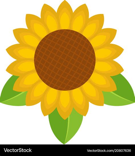 Sunflower leaf icon flat style Royalty Free Vector Image