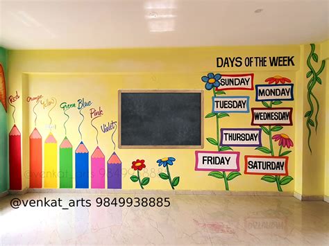 pre primary  play school classroom wall art painting ideas