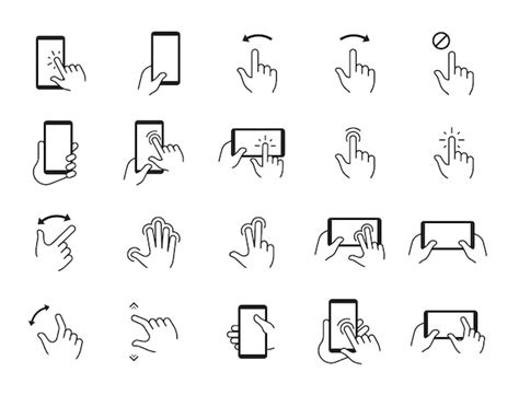 Premium Vector Phone Gestures Icons Hand Swiping And Touching