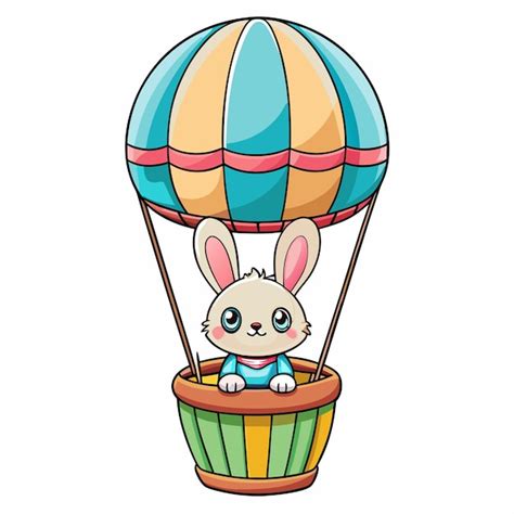 Premium Vector Bunny In Hot Air Balloon Cartoon Vector Clipart