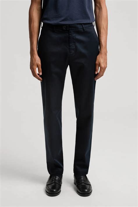 Dark Navy Slim Chino Tapered Cotton Stretch Trouser ASKET