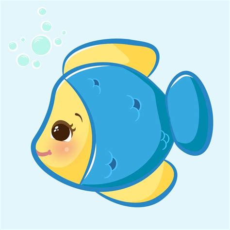 Premium Vector Cute Blue Fish Seabed