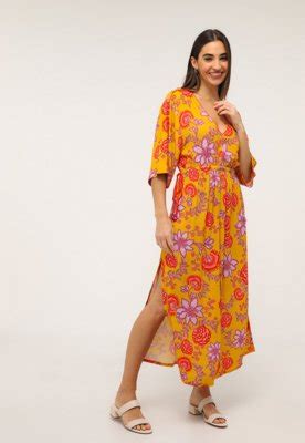 Vestido Colcci Midi Floral Fenda Amarelo Compre Agora Dafiti Brasil