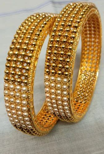 Golden Brass Wedding Wear Gold Plated Pearl Bangle At Rs 110 Pair In Mumbai