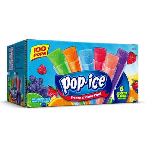 Amazon.com: Pop Ice Assorted Flavors Popsicles,1.5 Ounce (Pack of 100 ...