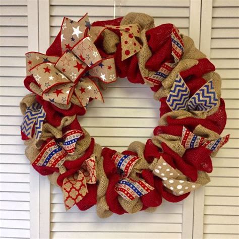 Fourth Of July Wreath 22 Burlap Wreath With Bow Patriotic Wreath