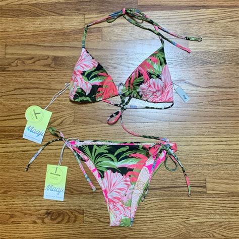 Maaji Swim Maaji Swimsuit Sliding Triangle Bikini Set Withh Cheeky Cut Side Tie Bottoms