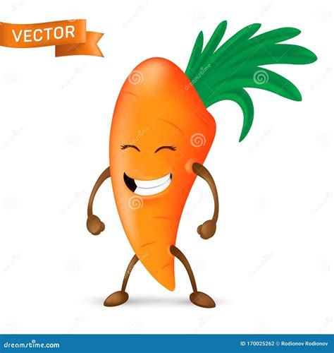 Happy Cartoon Carrot Mascot Character With Arms And Legs Isolated On White Background Laughing