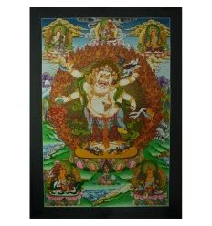 X White Mahakala Deity Of Wealth Beautifully Painted By