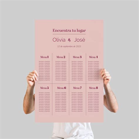 Póster Personalizado Matrimonio Distribución De Mesas Cereza Emotions