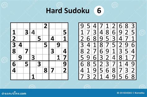 Sudoku Game With Answers Hard Complexity Stock Vector Illustration