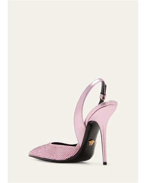 Versace Safety Pin Embellished Slingback Pumps In Pink Lyst