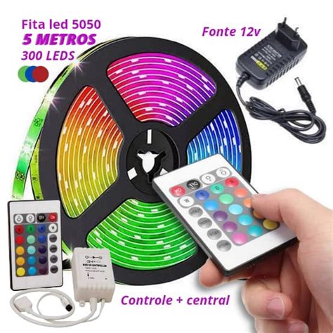 Fita Led Rgb 5050 Rolo 5m 300 Leds Prova Dágua Ip65 Fonte Shopee Brasil