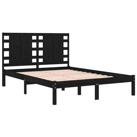 Estrutura de cama dupla 135x190 cm madeira maciça preto BoutikXL Loja