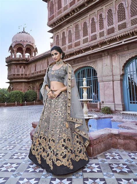 LM 1012715 Grey Silk Jacquard Traditional Lehenga Choli L Flickr