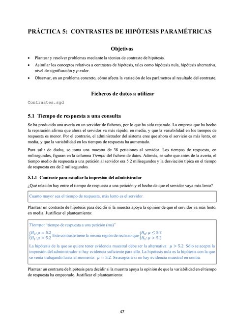 Estadística Práctica 5 Resuelta PrÁctica 5 Contrastes De HipÓtesis