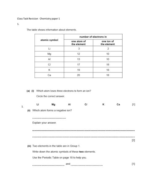 Year Chemistry Paper