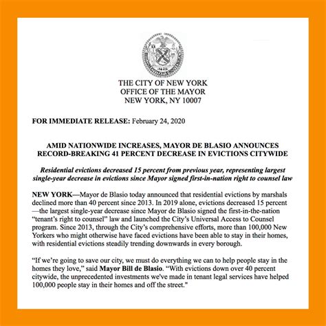 NYC Mayor S Office On Twitter Evictions Are Down 41 Weve Been