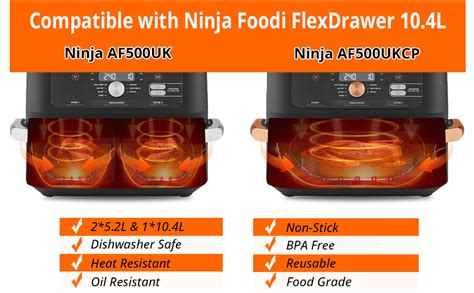 Silicone Air Fryer Liners For Ninja Af500uk 3pcs Reusable Non Stick