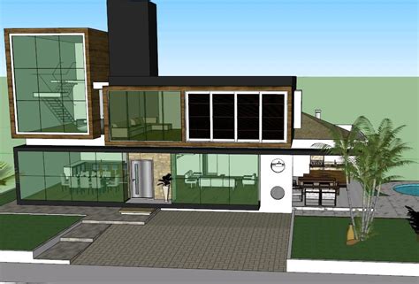 Modern House Furnished D Skp Model For Sketchup Designs Cad