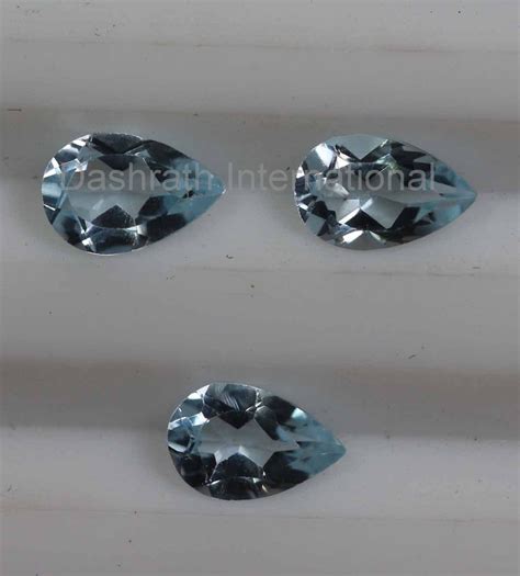 7x10mm Natural Sky Blue Topaz Faceted Cut Pear 25 Pieces Lot Top