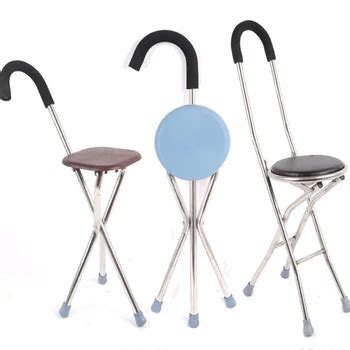 Elderly Walking Stick Three Legged Stool Collapsible Multifunctional