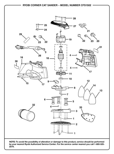 Ryobi CFS1502 Corner Cat Sander Parts and Accessories- PartsWarehouse