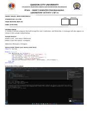 PF101 MIDTERM LAB ACTIVITY ONLINE Docx QUEZON CITY UNIVERSITY