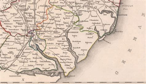 Old Map Of Suffolk In 1844 By Samuel Lewis Ipswich Woodbridge Bury