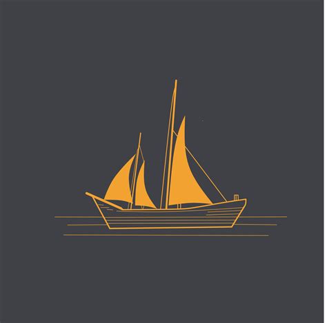 Boat line vector logo orange color on black background 27711128 Vector ...