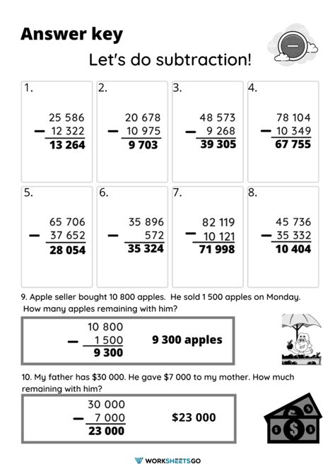 5 Digits Subtraction Worksheets Lets Do Subtraction Worksheetsgo