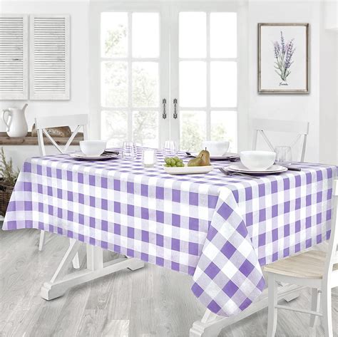 Newbridge Purple Pastel Easter Farmhouse Check Vinyl Tablecloth With