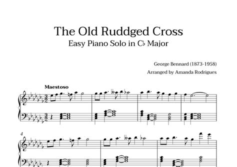 The Old Rugged Croos In Cb Major Easy Piano Solo Arr Amanda