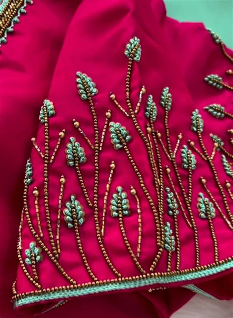 Pin by BLOUSE DESIGNS on aari blouse fancy work | Bead embroidery