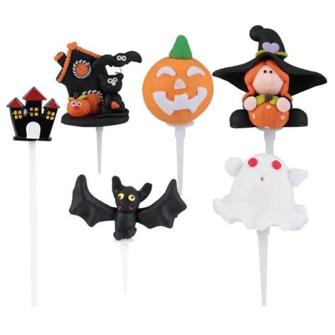 6 pièces Halloween gâteau Topper chauve souris citrouille château décor