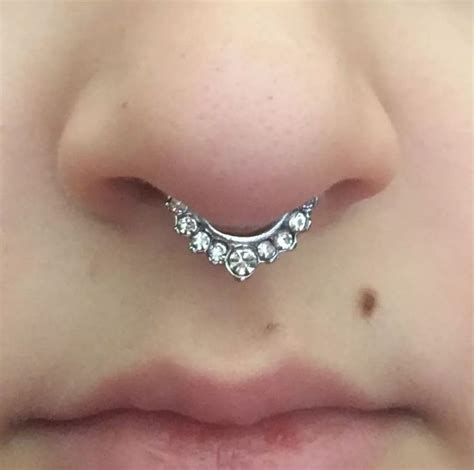 Zircon Stainless Steel Fake Nose Piercing Ring Clip On Septum Ring Non