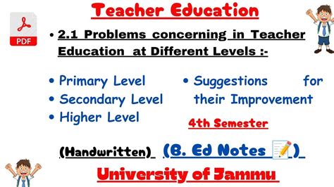 Problems Concerning Teacher Education Primary Secondary Higher