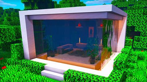 Cómo Hacer Una PequeÑa Casa Moderna Con Cascada En Minecraft🏡 FÁcil Y