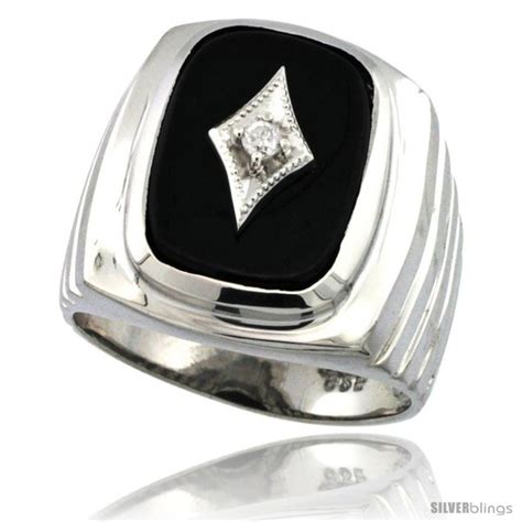 Sterling Silver Diamond Gent S Black Onyx Ring Diamond Center