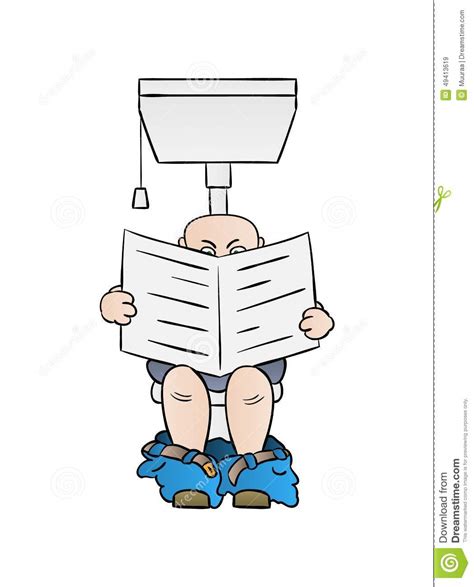 De Krant Van De Mensenlezing Op Toilet Stock Illustratie Illustration