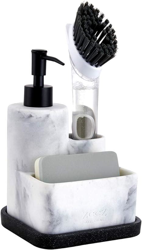 Amazon Zccz White Soap Dispenser With Sponge Holder Kitchen Soap