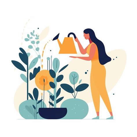 Premium Ai Image Illustration Of A Woman Watering A Plant With A